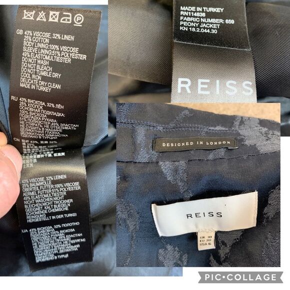 REISS Peony jacket jacquard double breasted blazer in navy Sz 6 NWOT - Picture 17 of 17